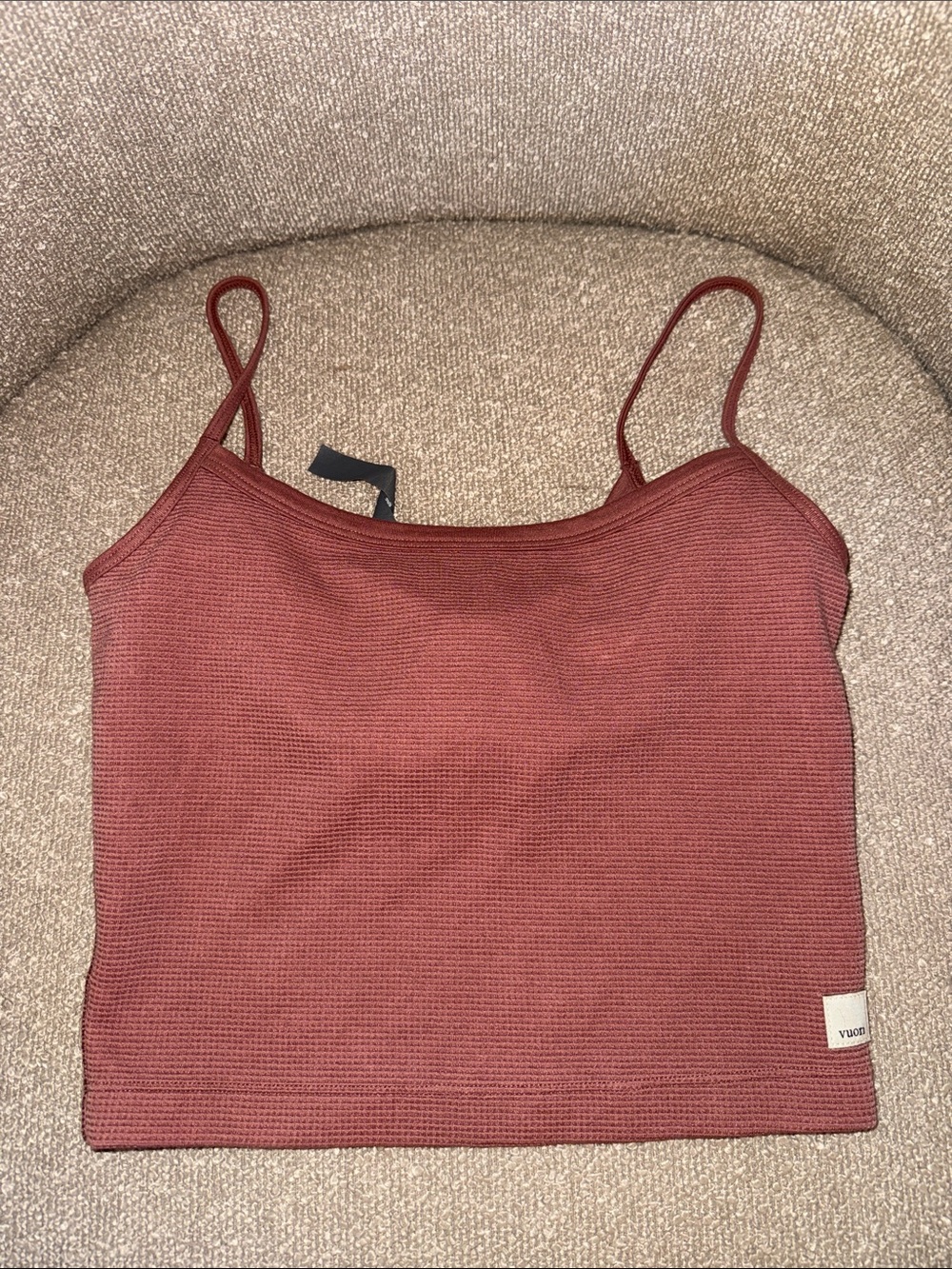 Vuori Ribbed Spaghetti Strap Crop Tank - Rust